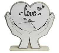 DLM-A644 Bomboniera Utile Orologio Grande in legno cm 18x18x4 Linea Cuore tra le mani per Matrimonio Anniversario Battesimo Bimbo Bimba Comunione Cresima Compleanno