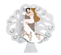 DLM-A718 Bomboniera 12 Calamite Magnete Albero della vita in Legno Sposi Sposini innamorati Confettata Segnaposto Matrimonio 25 Anniversario nozze d'argento 50 anniversario nozze d'oro cm 5x5