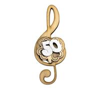 DLM-A757 kit 12 pezzi - Magnete Portafortuna Chiave di Sol con Numero 50, Calamita in Legno per Anniversario di Matrimonio, 10x4 cm