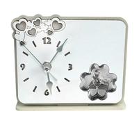 DLM-A983 Bomboniera utile orologio in legno cm 11x12x4 linea cuori con icona quadrifoglio portafortuna raffigurante il vangelo e il Calice Comunione