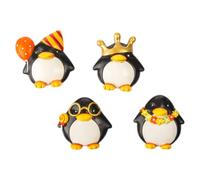 DLM Bomboniere DLM-A779, Set 12 Calamite Pinguini in Resina, 4x3x2 cm, Decorative Multicolore con Corona, Occhiali e Fiori per Confettate Segnaposti di Matrimonio Comunione Compleanno Cresima Laurea