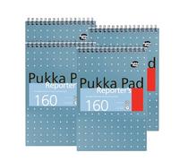DLM Direct Pukka Pad - Blocco note per reporter, carta blu metallizzato, 80 g/m², 160 pagine, a righe, fogli perforati, per ufficio, scuola e studio, confezione da 4