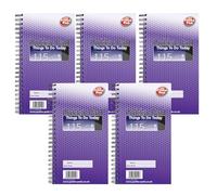 DLM Direct Pukka Pad - Quaderno con rilegatura a spirale, 115 fogli, con pagine perforate e carta da 80 g/m², agenda giornaliera e agenda per lavoro, per casa, ufficio e scuola, confezione da 5