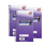 DLM Direct Pukka Pad - Quaderno con rilegatura a spirale, 115 fogli, con pagine perforate e carta da 80 g/m², agenda giornaliera e agenda per lavoro, per casa, ufficio e scuola, confezione da 3