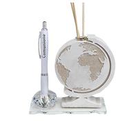 DLM34645 Profumatore PortaPenne in Cristallo Mondo Mappamondo Viaggi Comunione Penna Diffusore Profumo bomboniera