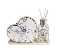 DLM34917 Profumatore Orologio Cuore con Mappamondo Mondo Anelli Matrimonio Diffusore Profumo bomboniera