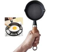 Dlmlemu Mini padella antiaderente per uova, 12 cm, con manico resistente al calore, portatile, da campeggio, per cucinare all'aperto, in ghisa, cassaforte, compatibile con piano cottura a induzione