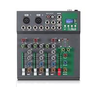 DLOETT Console di mixaggio portatile a 4 canali Mixer audio digitale supporta connessione BT riverbero con interfaccia audio USB