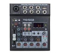 DLOETT TG 502 Mixer Audio 4 Canali Stereo Sound Board Console Sistema 48V Alimentazione Phantom per Live Streaming Gaming Podcast