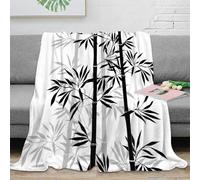 DLONIRPEX stampa 3D Bamboo design plaid in pile microfibra biancheria da letto morbido coperta in pile anti-pilling per regali per amici Minimalist black and 50x60inch(127x152cm)
