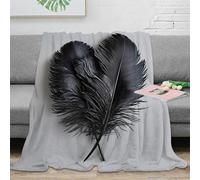 DLONIRPEX stampa 3D Black feathers coperta da viaggio microfibra biancheria da letto leggera coperta da riposo morbida per giovani in viaggio studio Decorative arte 50x60inch(127x152cm)