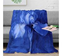 DLONIRPEX stampa 3D Blue iris flowe coperta in pile microfibra biancheria da letto calda coperta per aria condizionata leggera per regali estivi artistico floreale p 80×90inch(200x230cm)