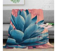 DLONIRPEX stampa 3D Blue succulent plaid microfibra biancheria da letto anti-pilling coperta per aria condizionata morbida per regali per case nuove Botanical arte 60x80inch(150x200cm)