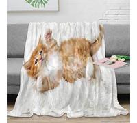 DLONIRPEX stampa 3D Carino kitten coperta da letto microfibra biancheria da letto non perde pelo coperta da camera da letto calda per giovani single Fluffy pet companion 70×80inch(180x200cm)