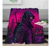 DLONIRPEX stampa 3D cyberpunk assassin coperta da pisolino microfibra biancheria da letto leggera coperta da viaggio compatta e morbida anti-pilling per viaggi digital arte 70×80inch(180x200cm)