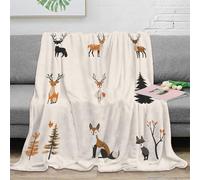 DLONIRPEX stampa 3D Deer illustrati coperta in pile microfibra biancheria da letto morbida e calda plaid versatile anti-pilling per regali di ogni occasione cartoon forest anima 40x50inch(100x130cm)