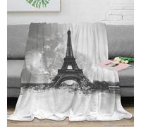 DLONIRPEX stampa 3D Eiffel Tower coperta microfibra biancheria da letto versatile e morbida coperta da salotto calda e traspirante anti-pilling per uso in casa Paris landmark 80×90inch(200x230cm)
