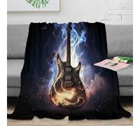 DLONIRPEX stampa 3D Electric guitar coperta da letto microfibra biancheria da letto lavabile plaid da letto morbido e caldo anti-pilling per uso notturno Rock music 50x60inch(127x152cm)