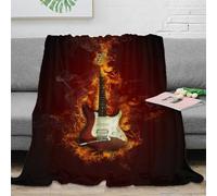 DLONIRPEX stampa 3D Electric guitar coperta da ufficio microfibra biancheria da letto anti-pilling coperta da riposo calda per lavoratori giovani Rock music 40x50inch(100x130cm)