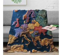 DLONIRPEX stampa 3D Europe Map coperta da salotto microfibra biancheria da letto anti-pilling plaid da salotto caldo per giovani in soggiorno vintage Cartography 40x50inch(100x130cm)