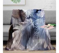 DLONIRPEX stampa 3D Feather texture coperta da pisolino microfibra biancheria da letto non perde pelo plaid da pisolino caldo per regali per chi ama riposare Soft natural 70×80inch(180x200cm)