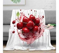 DLONIRPEX stampa 3D Fresh cherries coperta per tutte le stagioni biancheria da letto anti-pilling coperta versatile non perde pelo per studenti tutto l'anno Vibrant fruit splash 60x80inch(150x200cm)