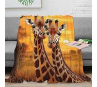 DLONIRPEX stampa 3D Giraffe couple coperta da letto biancheria da letto calda e soffice coperta per tutte le stagioni traspirante per ogni periodo dell'anno Savanna sunset arte 80×90inch(200x230cm)