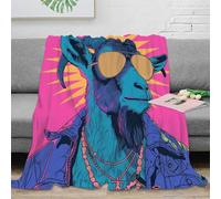 DLONIRPEX stampa 3D goat with shades coperta per tutte le stagioni microfibra biancheria da letto versatile coperta in pile morbida per studenti fuori sede vibrante pop arte 80×90inch(200x230cm)