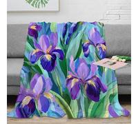 DLONIRPEX stampa 3D iris flowers coperta microfibra biancheria da letto versatile e morbida coperta da salotto calda e traspirante anti-pilling per uso in casa astratto floreale 40x50inch(100x130cm)