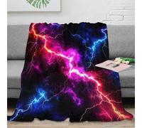 DLONIRPEX stampa 3D neon-lightning- coperta termica microfibra biancheria da letto non perde pelo coperta da letto calda per giovani in notti fredde vibrante-electric-au 80×90inch(200x230cm)