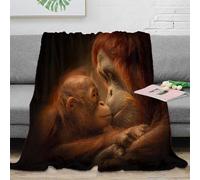 DLONIRPEX stampa 3D Orangutan baby coperta da camera da letto microfibra biancheria da letto elegante coperta da letto morbida per regali per neo sposi Wildlife tender moment 60x80inch(150x200cm)