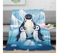 DLONIRPEX stampa 3D Penguin family coperta da viaggio microfibra biancheria da letto compatta e morbida plaid da viaggio caldo anti-pilling per uso versatile cartoon polar scena 50x60inch(127x152cm)