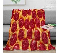 DLONIRPEX stampa 3D Pepperoni pizza coperta in pile microfibra biancheria da letto non perde pelo plaid in pile morbido e caldo lavabile in lavatrice per casa Italian- food 50x60inch(127x152cm)