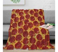 DLONIRPEX stampa 3D Pepperoni pizza coperta termica microfibra biancheria da letto traspirante coperta in pile morbida e calda non perde pelo per inverno Italian- food 50x60inch(127x152cm)