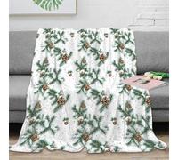 DLONIRPEX stampa 3D pine branches coperta da pisolino microfibra biancheria da letto compatta plaid da ufficio morbido e caldo anti-pilling per riposo in ufficio Festive holiday 50x60inch(127x152cm)