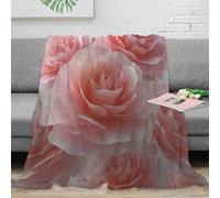 DLONIRPEX stampa 3D Pink roses coperta microfibra biancheria da letto lavabile e morbida coperta da viaggio leggera per regali per gite e vacanze dolce floreale decorazione 60x80inch(150x200cm)
