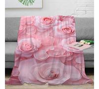 DLONIRPEX stampa 3D Pink roses coperta microfibra biancheria da letto morbida e calda plaid elegante anti-pilling per regali di compleanno dolce floreale design 70×80inch(180x200cm)