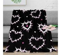 DLONIRPEX stampa 3D PinkSpikyHearts coperta microfibra biancheria da letto morbida e calda plaid traspirante anti-pilling per uso domestico GothicStickerDesign 40x50inch(100x130cm)