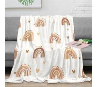 DLONIRPEX stampa 3D Rainbow patterns coperta in pile microfibra biancheria da letto soffice coperta da salotto calda e traspirante non perde pelo per soggiorno Hand drawn boho 70×80inch(180x200cm)