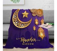 DLONIRPEX stampa 3D Ramadan decorat coperta in pile microfibra biancheria da letto calda coperta per aria condizionata leggera per uffici giovanili Islamic festive desi 40x50inch(100x130cm)