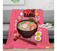 DLONIRPEX stampa 3D Ramen bowl coperta da ufficio microfibra biancheria da letto traspirante plaid da ufficio anti-pilling per regali per colleghi Japanese food illustrazione 40x50inch(100x130cm)