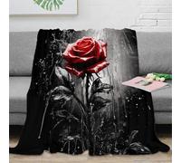 DLONIRPEX stampa 3D Red rose arte plaid microfibra biancheria da letto morbido e caldo coperta per aria condizionata anti-pilling per monolocali giovanili Gothic floreale design 70×80inch(180x200cm)