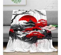 DLONIRPEX stampa 3D Red Sakura Tree coperta da viaggio microfibra biancheria da letto leggera e morbida plaid da viaggio compatto anti-pilling per viaggi Japanese arte 50x60inch(127x152cm)
