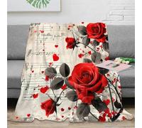 DLONIRPEX stampa 3D Romantic roses coperta da letto microfibra biancheria da letto soffice coperta da divano lavabile per regalo di inaugurazione casa vintage floreale arte 80×90inch(200x230cm)