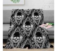 DLONIRPEX stampa 3D Skull patterns coperta termica microfibra biancheria da letto non perde pelo plaid termico soffice e caldo traspirante per inverno Gothic tattoo 70×80inch(180x200cm)