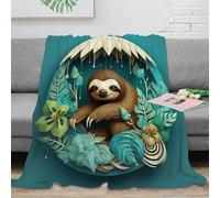 DLONIRPEX stampa 3D Sloth in jungle coperta da ufficio microfibra biancheria da letto non perde pelo coperta da riposo calda per regali per professionisti Paper arte design 80×90inch(200x230cm)