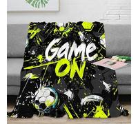 DLONIRPEX stampa 3D Soccer Game On coperta da pisolino microfibra biancheria da letto traspirante coperta da ufficio morbida per giovani in pausa pranzo Dynamic Sports Graphic 70×80inch(180x200cm)