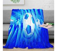 DLONIRPEX stampa 3D SoccerBallDesign coperta da viaggio microfibra biancheria da letto compatta coperta da viaggio morbida per giovani in vacanza ModernBlueGraphics 60x80inch(150x200cm)