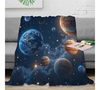DLONIRPEX stampa 3D SolarSystemArt coperta per tutte le stagioni microfibra biancheria da letto versatile coperta in pile morbida per regali di Natale SpaceIllustrationStyle 70×80inch(180x200cm)