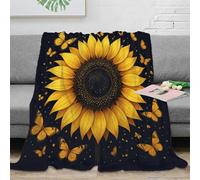 DLONIRPEX stampa 3D Sunflower arte coperta da divano microfibra biancheria da letto non perde pelo coperta da letto morbida e calda traspirante per letto Golden butterfly design 80×90inch(200x230cm)